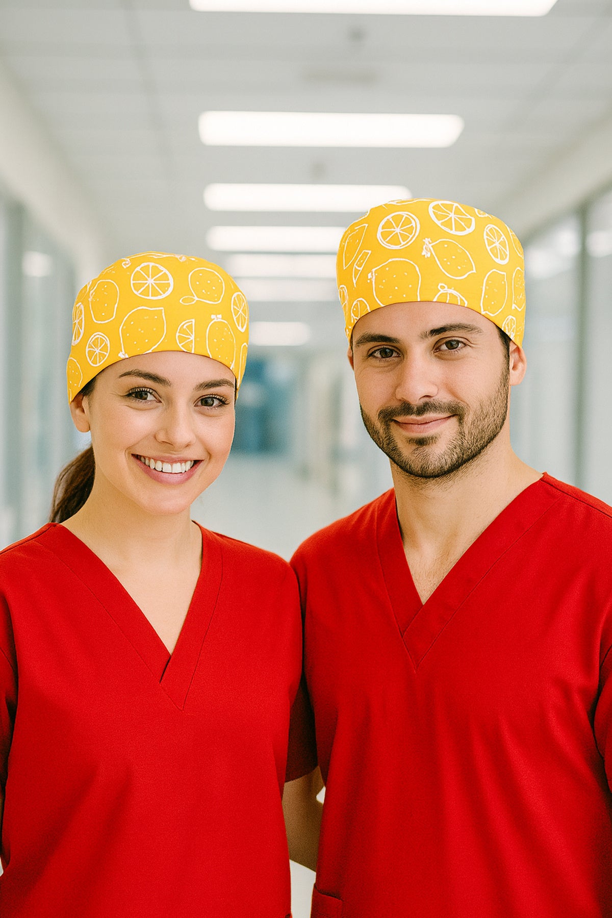 Limon Desenli Cerrahi Bone Unisex – Likralı Doktor Hemşire Bonesi