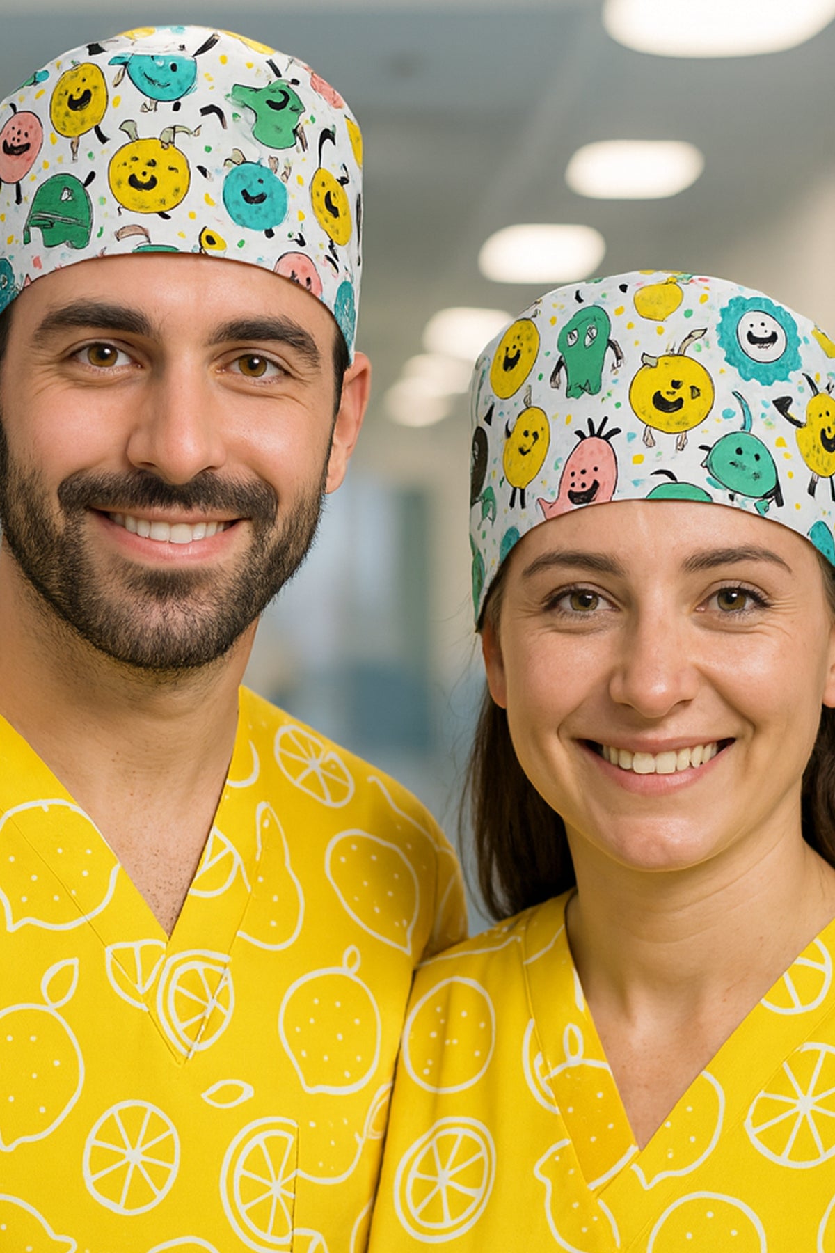 Monster Renkli Desenli Cerrahi Bone Unisex – Likralı Doktor Hemşire Bonesi