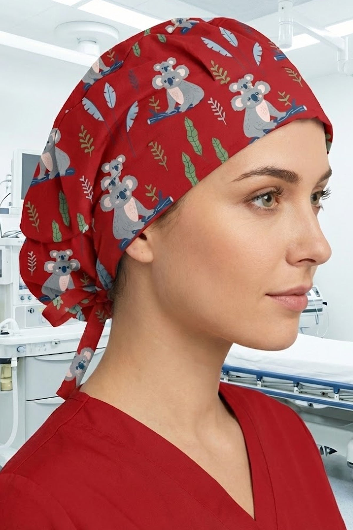 Koala Desenli Cerrahi Bone Unisex – Likralı Doktor Hemşire Bonesi