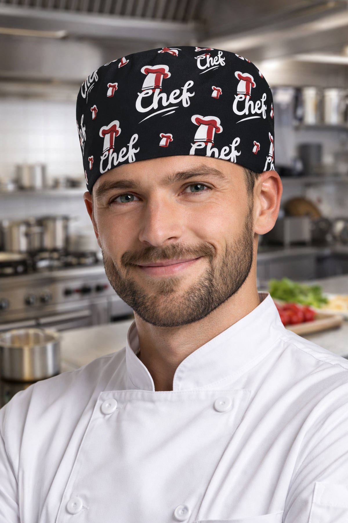 Chef Tasarımlı Aşçı Bonesi Unisex Şef Bone Erkek Kadın Mutfak Bonesi