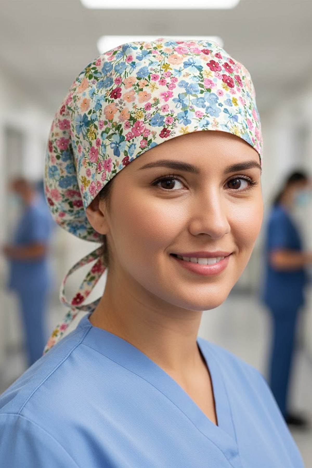 Soft Çiçekler 1 Desenli Unisex Cerrahi Bone Hemşire ve Doktor Bone