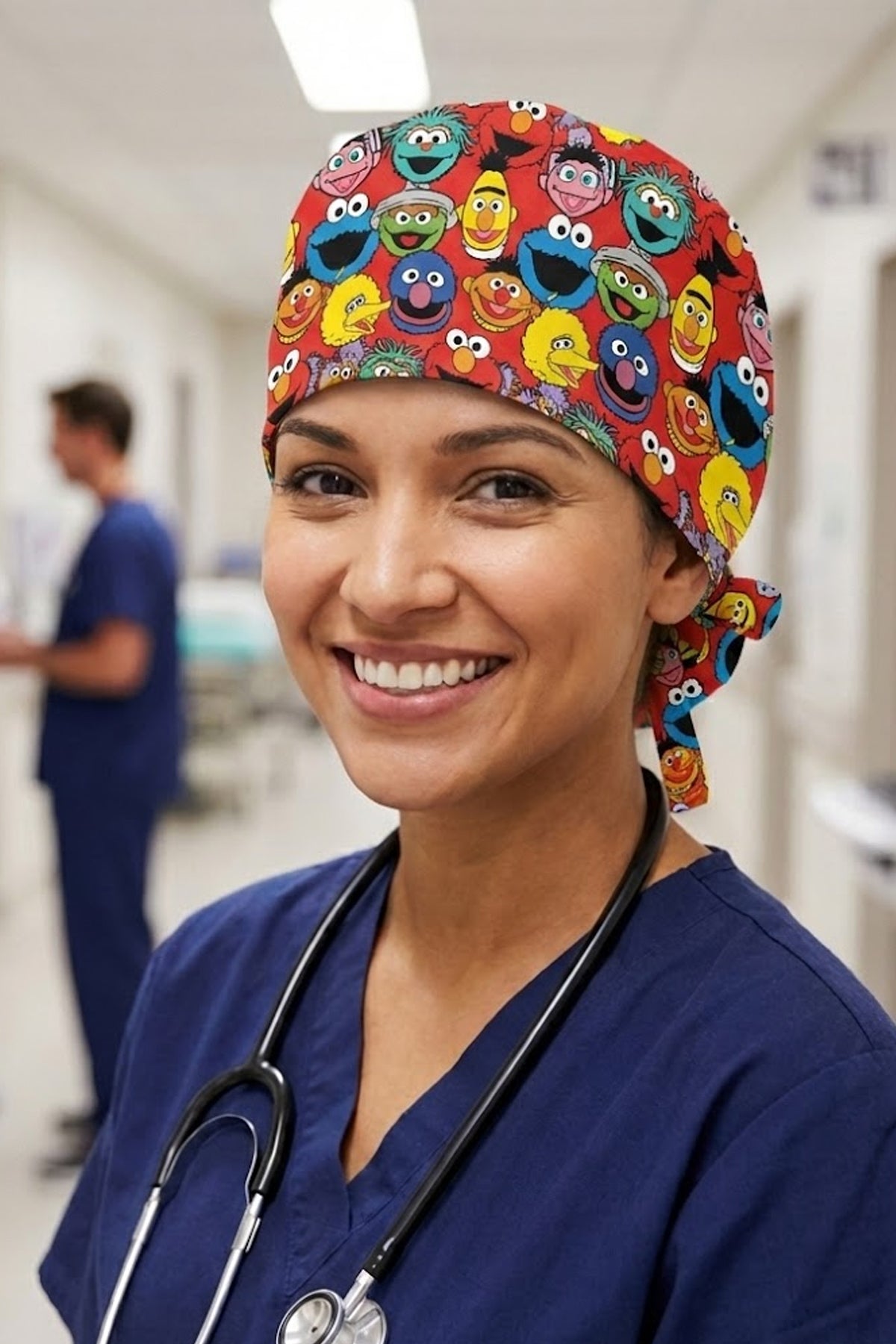 Susam Sokağı Desenli Unisex Cerrahi Bone Hemşire ve Doktor Bone