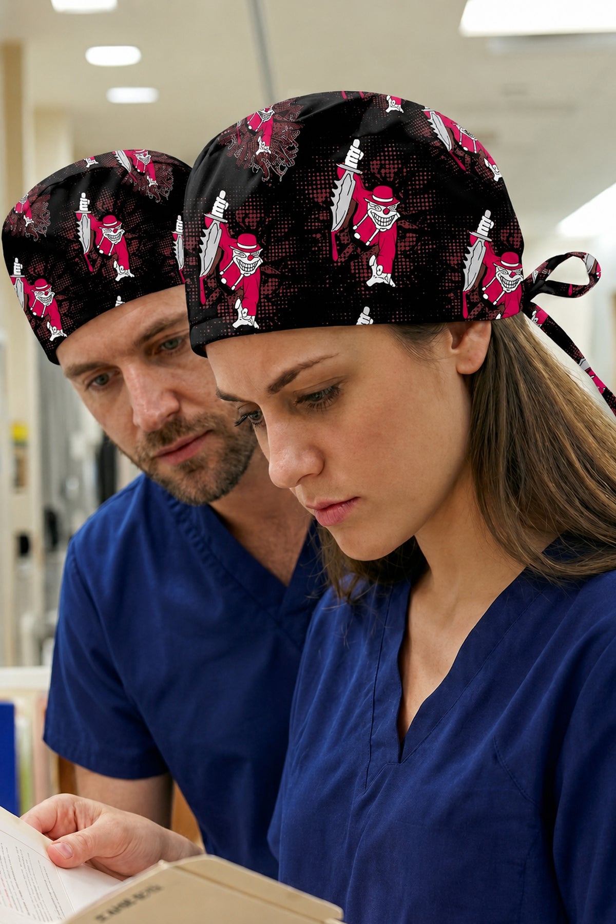 13. Cuma Desenli Unisex Cerrahi Bone Hemşire ve Doktor Bone