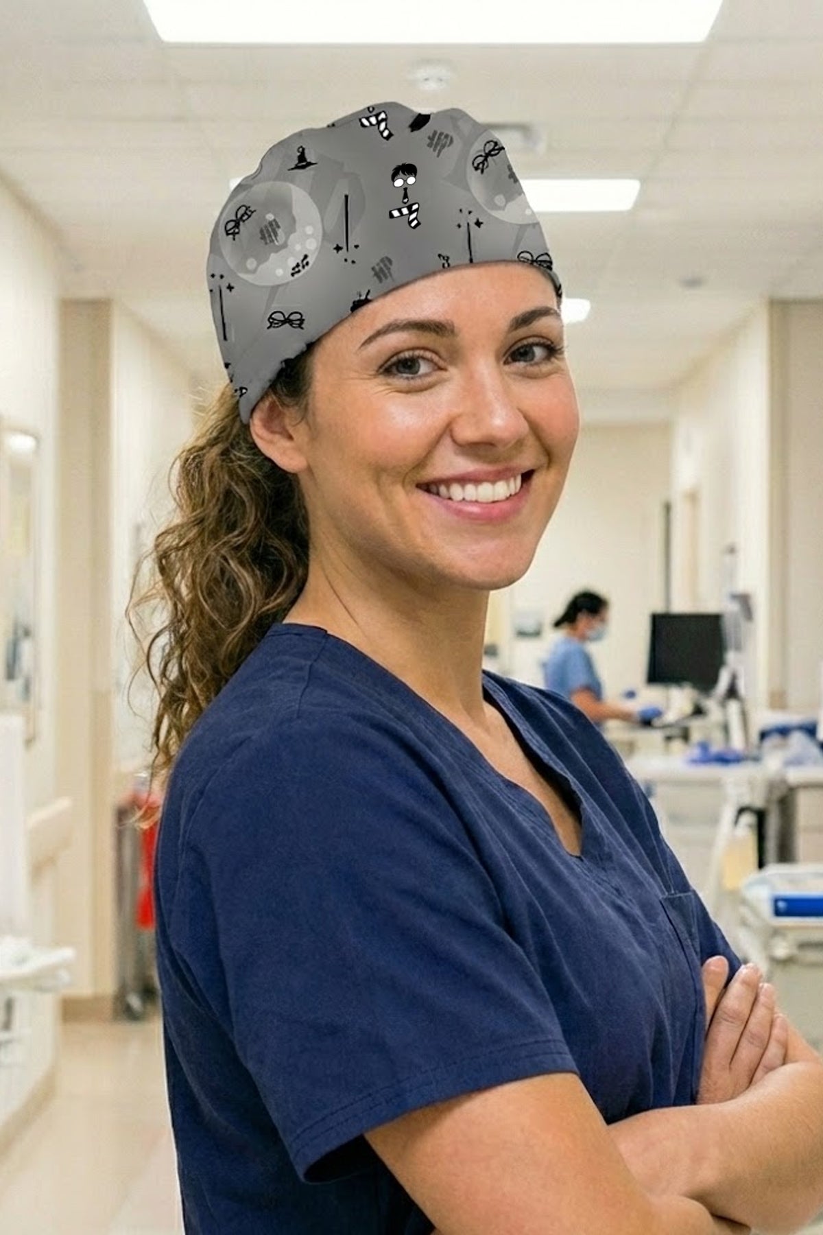 Büyücü Desenli Unisex Cerrahi Bone Hemşire ve Doktor Bone