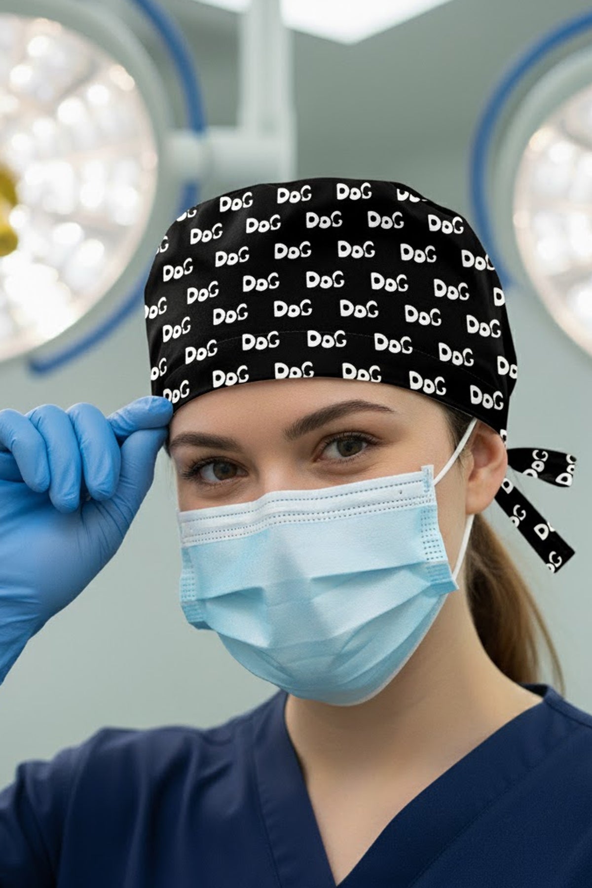 DOG Desenli Cerrahi Bone Unisex – Likralı Doktor Hemşire Bonesi