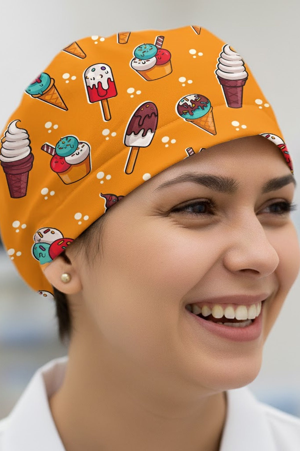 Ice Cream Desenli Cerrahi Bone Unisex – Likralı Doktor Hemşire Bonesi